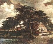 HOBBEMA, Meyndert Landscape with a Hut f oil painting
